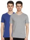 Amazon Brand - Symbol Men's Solid Regular fit T-Shirt (AW17PLPO2V4_FoxBlue&MidGreyMelange_S)...