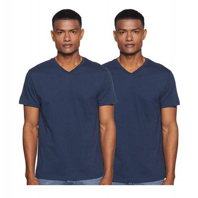 Amazon Brand - Symbol Men's Solid Regular Fit Half Sleeve Cotton T-Shirt (Combo Pack of 2)