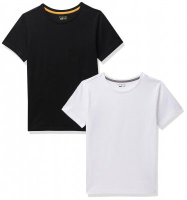 Amazon Brand - Symbol Regular Fit Boys 100% Cotton Solid Print Half Sleeves T-Shirt | Age 2-12 Years (Pack of 2)