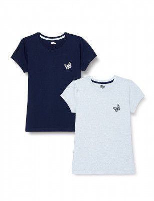 Amazon Brand - Symbol Regular Fit Girls 100% Cotton Solid Print Half Sleeves T-Shirt | Age 2-12 Years