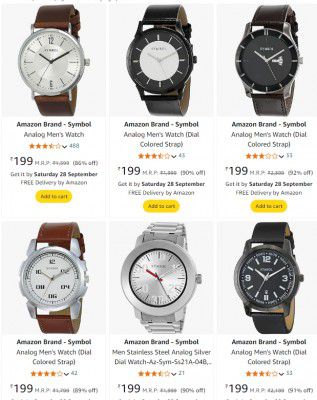 Upto 92% off On Amazon Brand Watches | Starts at ₹199