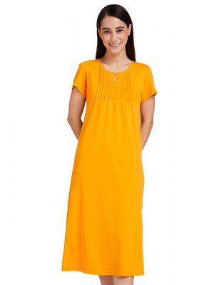 Amazon Brand - Symbol Women Cotton Calf Length Regular Fit Nighty