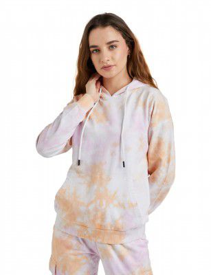 Amazon Brand - Symbol Women Cotton Hooded Relaxed Fit Sweatshirt (Tie-Dye 