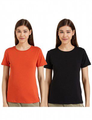 Amazon Brand - Symbol Women Cotton Regular Fit T-Shirt (Pack of 2)