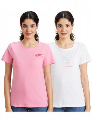 Amazon Brand - Symbol Women Cotton Stretch Regular Fit Round Neck Half Sleeve T-Shirt 