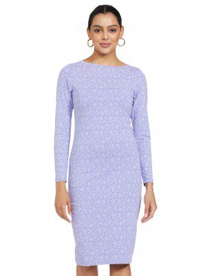 Amazon Brand - Symbol Women's Blend Cotton Stretch Bodycon One Piece Midi Length Dress