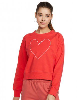 Amazon Brand - Symbol Women's Cotton Blend Round Neck Regular Fit Crop length Sweatshirt (Pullover)