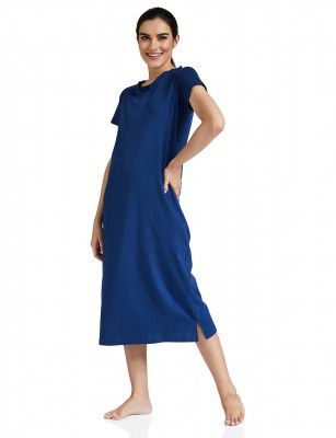 Amazon Brand - Symbol Women's Cotton Calf Length Regular Fit Nighty