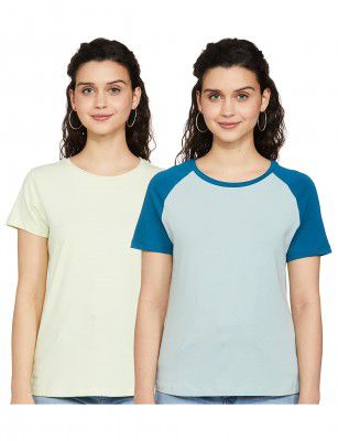 Amazon Brand - Symbol Women's Cotton Half Sleeve Round Neck Regular Fit T-Shirt (Pack of 2)