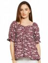 Amazon Brand - Symbol Women's Cotton Puff Sleeves Fit & Flare Regular Fit Top...