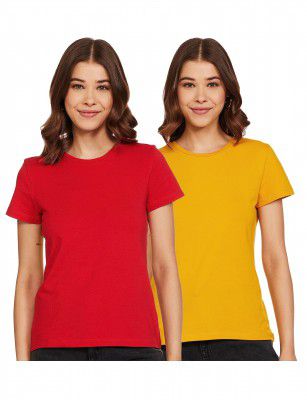 Amazon Brand - Symbol Women's Cotton Regular Fit T-Shirt (Pack of 2)
