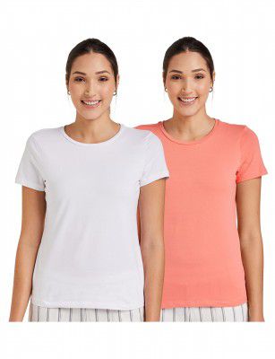 Amazon Brand - Symbol Women's Cotton Regular Fit T-Shirt (Pack of 2)