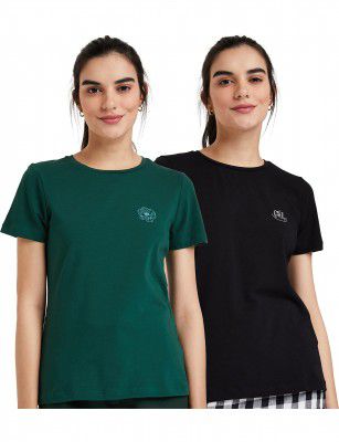 Amazon Brand - Symbol Women's Cotton Stretch Half Sleeve Round Neck Regular Fit T-Shirt (Pack of 1, 2, 3 | Multi Pack)