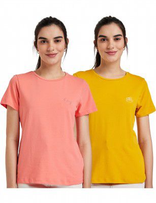 Amazon Brand - Symbol Women's Cotton Stretch Half Sleeve Round Neck Regular Fit T-Shirt (Pack of 1, 2, 3 | Multi Pack)