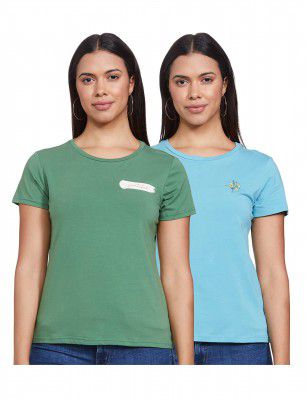 Amazon Brand - Symbol Women's Cotton Stretch Half Sleeve Round Neck Regular Fit T-Shirt (Pack of 1, 2, 3 | Multi Pack)