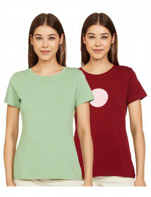 Amazon Brand - Symbol Women's Cotton Stretch Regular Fit T-Shirt (Pack of 2)