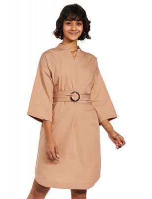 Amazon Brand - Symbol Womens Cotton Wrap Knee-Length Dress