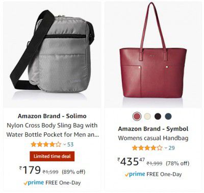 Amazon Brand - Symbol Womens Handbags upto 80% off