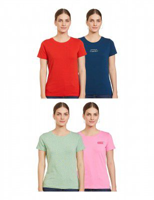 Symbol Women's Mix Pattern Cotton Half Sleeve Round Neck Regular Fit T-Shirt (Assorted Prints | Pack of 4)