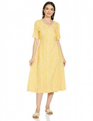 Amazon Brand - Symbol Women's Rayon One Piece Midi Length Wrap Dress