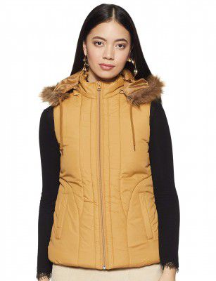 Amazon Brand - Symbol Women's Regular Fit Quilted Sleeveless Jacket With Detachable Hoodie (Gilet | Puffer Jackets)