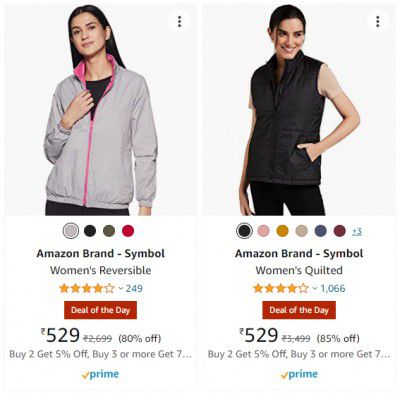 Amazon Brand - Symbol Women's Reversible Jacket upto 80% off