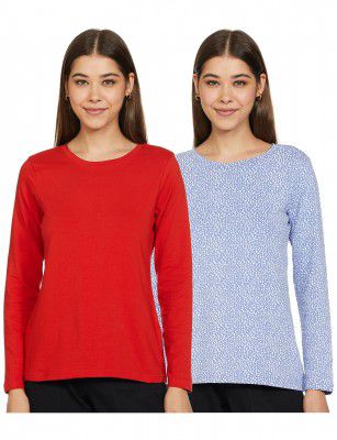 Amazon Brand - Symbol Women's Solid Cotton Stretch Full Sleeve Round Neck Regular Fit T-Shirt (Available in Plus Sizes)