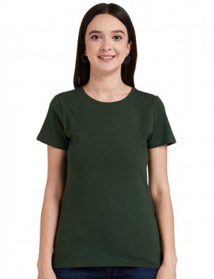 Amazon Brand - Symbol Women's Solid Cotton Stretch Half Sleeve Round Neck Regular Fit T-Shirt (Pack of 2)