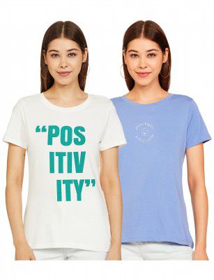 Amazon Brand - Symbol Women's Solid Cotton Stretch Half Sleeve Round Neck Regular Fit T-Shirt (Pack of 2)
