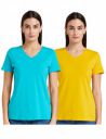 Amazon Brand - Symbol Women's Solid Cotton Stretch Half Sleeve V-Neck Regular Fit T-Shirt (Pack of 2)...