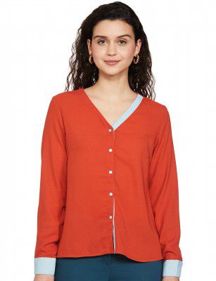 Amazon Brand - Symbol Women's Solid Crepe V-Neck Full Sleeve Regular Fit Top