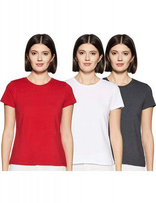 Amazon Brand - Symbol Womens Solid Regular Fit Half Sleeve T-Shirt (Combo Pack of 3)
