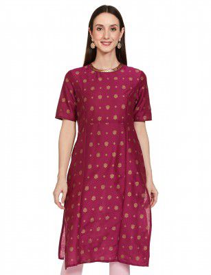 Amazon Brand - Tavasya Women's Polyester Printed Straight Festive Kurti