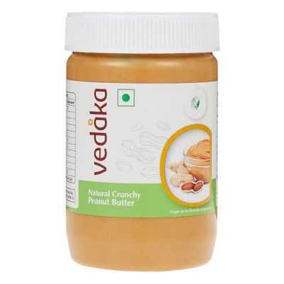 Amazon Brand - Vedaka Crunchy Peanut Butter | 500g | No Added Sugar | 27% Protein | Fibre-Rich | No Palm Oil | Unsweetened