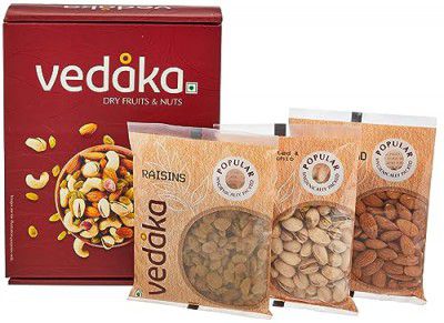 Amazon Brand - Vedaka Dry Fruits Combo Pack | Premium Almonds, Raisins, and Pista | (3 X 200 gm)