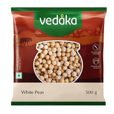 Amazon Brand - Vedaka Premium Unpolished White Peas, 500g