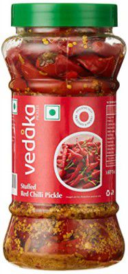 Amazon Brand - Vedaka Stuffed Red Chilli Pickle | 500 G