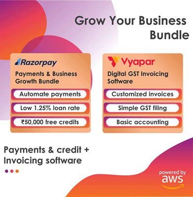 Razorpay & Vyapar Mobile Premium Amazon Digital Suite – Grow Your Business bundle @ ₹50
