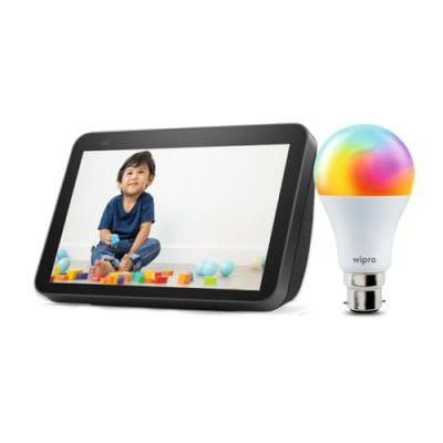 Amazon Echo Show 8 2nd Gen with Wipro Simple Setup 9W LED Smart Color Bulb