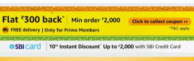 Amazon Fresh Double Discount Offer: ₹300 cashback + 10% Discount via SBI Card