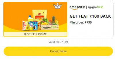 Amazon Fresh | Get Flat ₹100 back on Min order ₹799