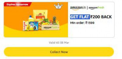 Amazon Fresh : GET FLAT ₹200 BACK Min. Order ₹1599