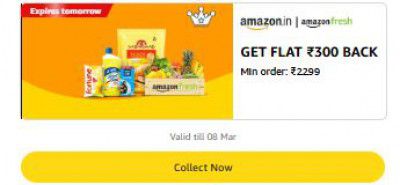 Amazon Fresh | Get Flat ₹300 Back Min order: ₹2299