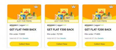 Amazon Fresh | Up to ₹400 Cashback on Groceries & Daily Needs Products