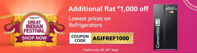 Amazon: Get Flat INR 1000 OFF on Bestselling Refrigerators