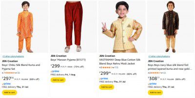 Amazon : JBN Creation Kids Clothing Upto 92% off