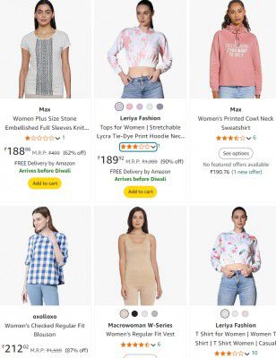 Amazon - Leriya Fashion Tops for Womenupto 90% off @ 90% OFF