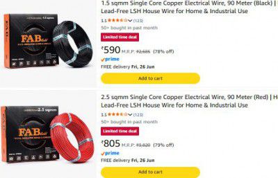 Amazon Loot: UP TO 81% OFF - Electrical Wires