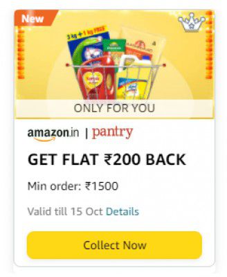 Amazon Pantry ₹200 Cashback Offer: ₹200 Back on ₹1500