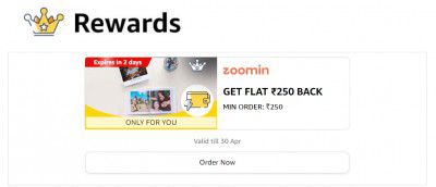 Amazon pay Zoomin Offer: Flat ₹250 Cashback on Order of ₹250 